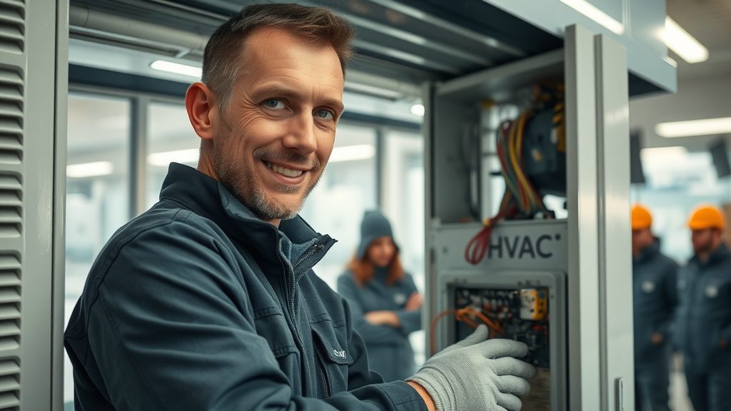 Professional provides emergency HVAC services in office during outage