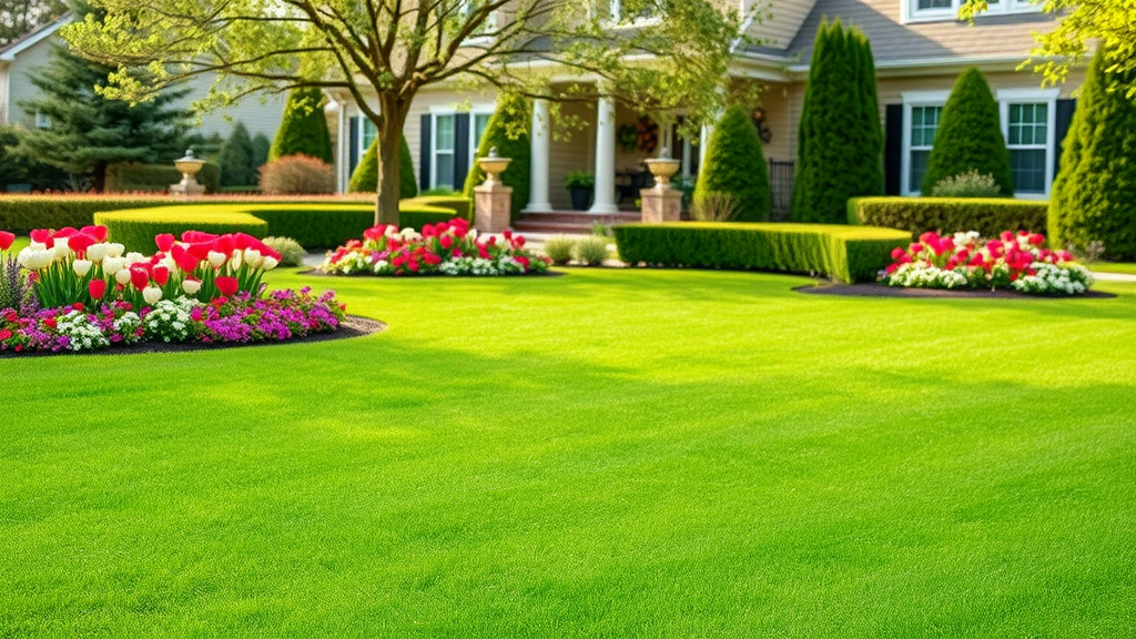 Comprehensive lawn care for thriving residential yard with lush grass and flowers
