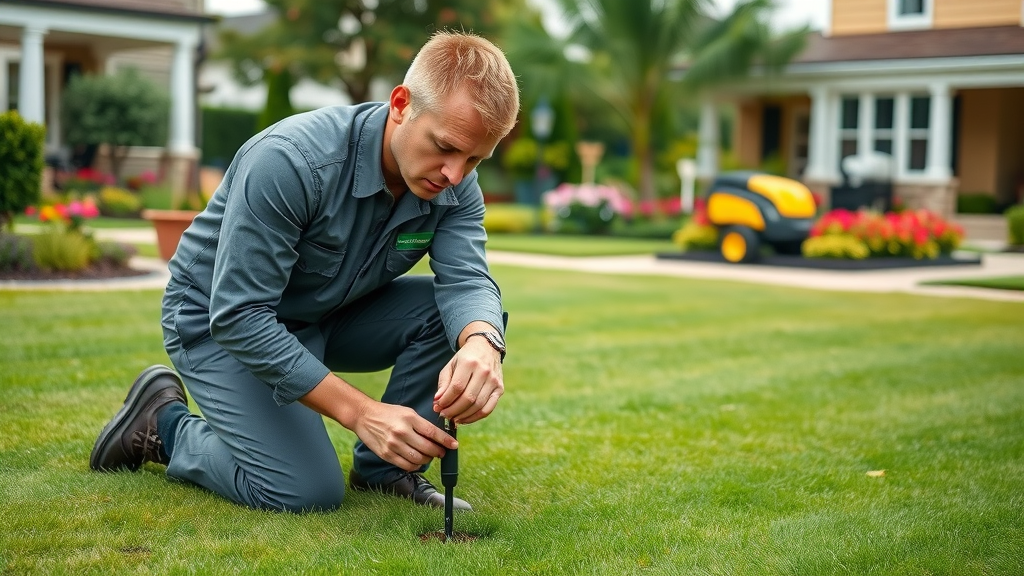 Lawn care expert conducting analysis for annual lawn program
