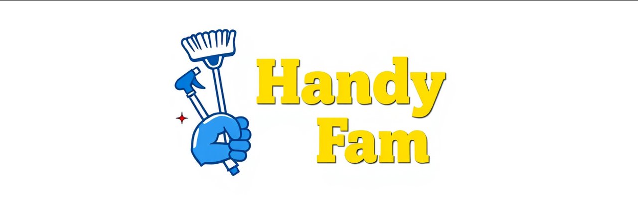 Handy Fam logo emphasizing flexible cleaning scheduling on white background