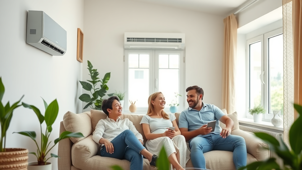 Family enjoying reliable cool air from AC, illustrating air conditioner maintenance.