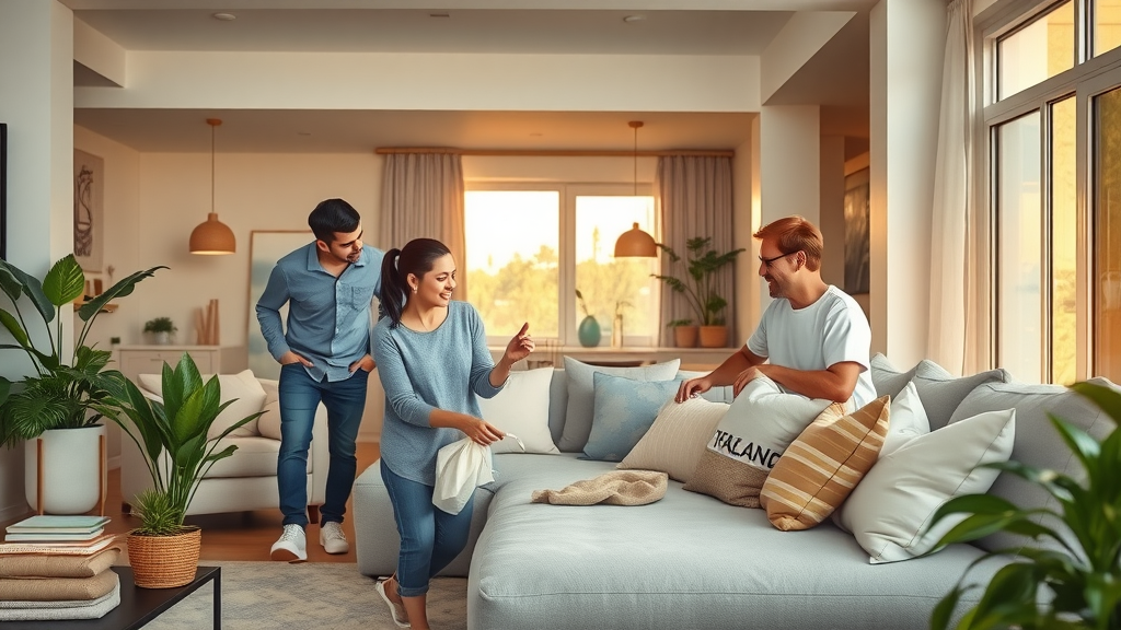 Family enjoying a spotless home thanks to flexible cleaning scheduling options.
