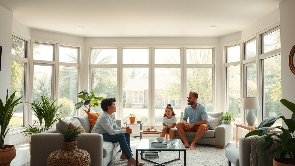 Home window cleaning results with clear views and natural sunlight for families